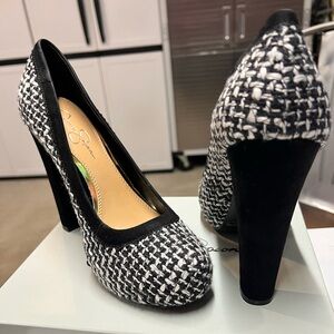 Jessica Simpson tweed heels